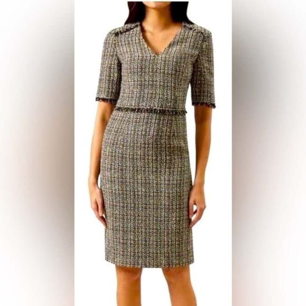 Hobbs London Jessie Tweed Sheath Dress Short Sleeve Career Fringe Size 6 - Picture 1 of 5